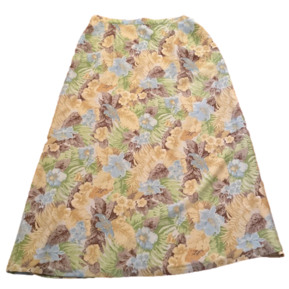 Pendleton Floral Maxi Skirt A-Line Pastel Blue Yellow Green Modest No Slits 12